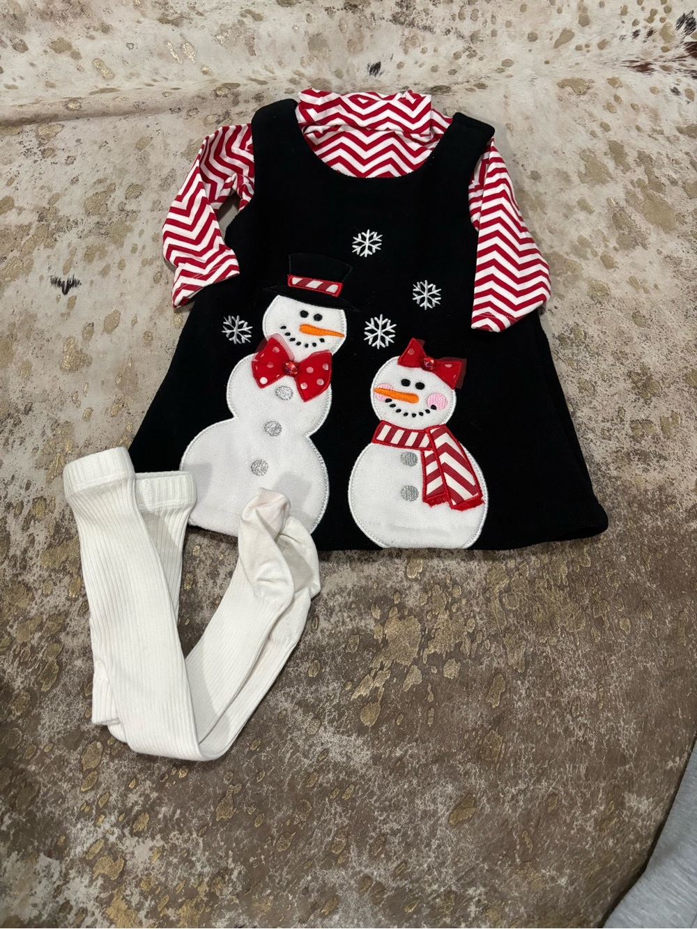 Bonnie Baby Black Pinafore with Red Chevron Top
